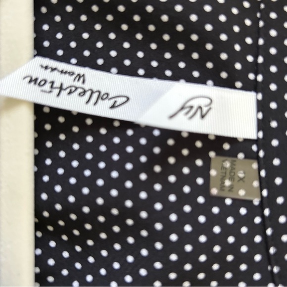 NY Collection Black Polka Dot Button Down Shirt - Picture 3 of 5